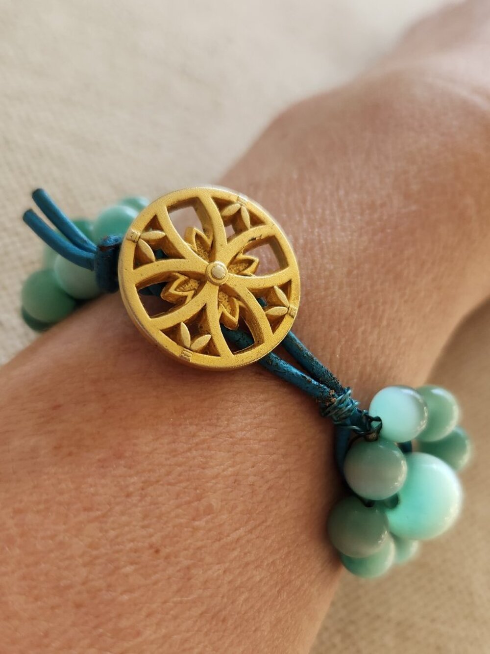 Turquoise Cat's Eye Floral Stretch Bracelet